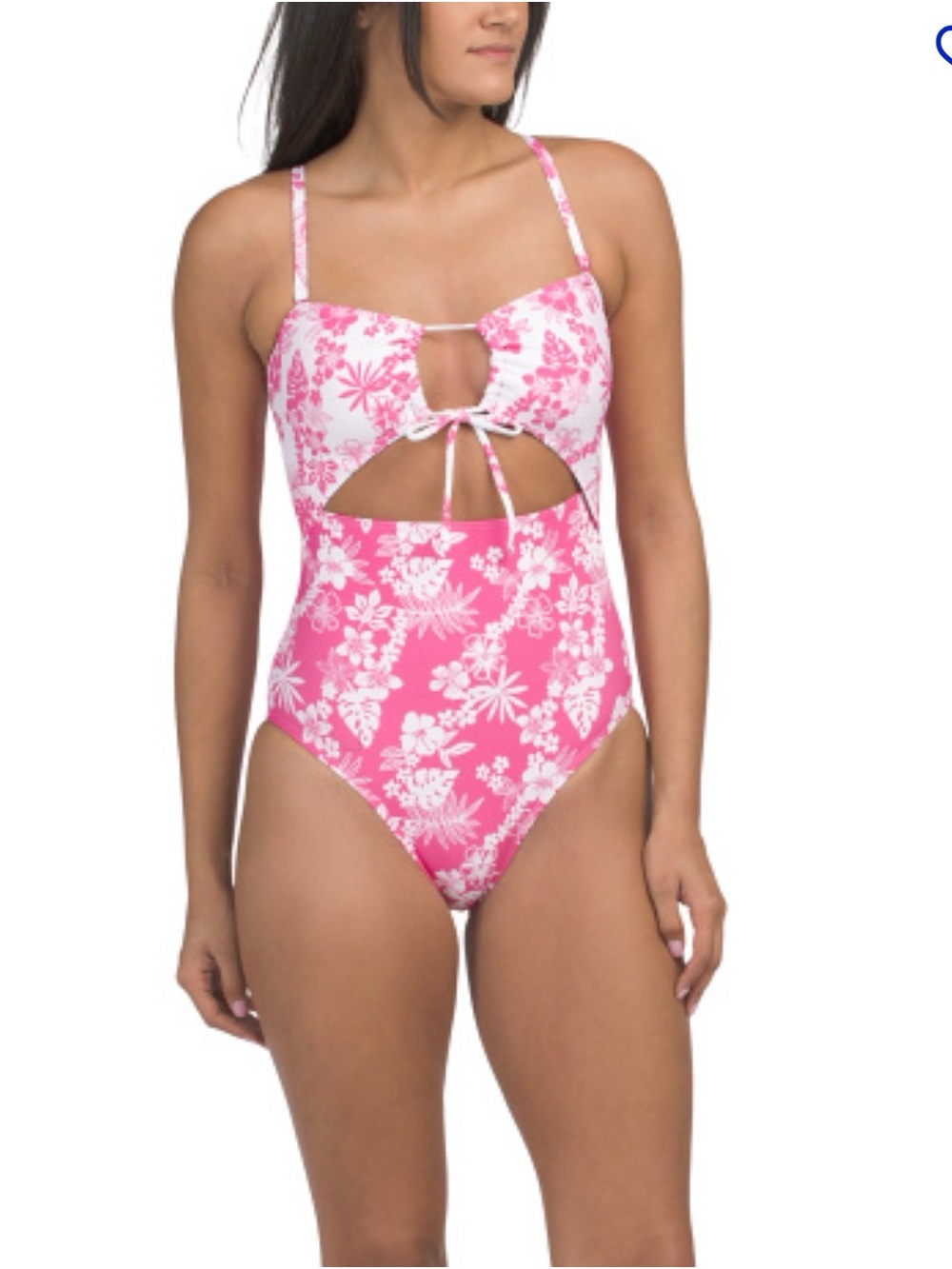 Roxy Pink & White Floral Cutout One-Piece Swimsuit